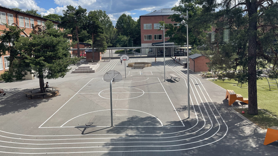 Basketplan ovanifrån, foto.